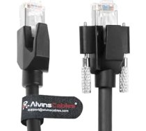 Alvin's Kabeļi GigE Vision kabelis Horizontāls RJ45 skrūvju fiksators Rūpnieciskais Ethernet kabelis Ekranēts CAT6a ar augstu elastības vilkšanas ķēdi, saderīgs ar Cognex Keyence Basler kameru 1 m