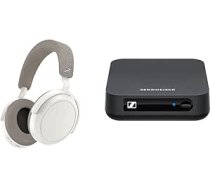 Sennheiser Momentum 4 bezvadu austiņas ar Bluetooth White un BT T100 Bluetooth audio raidītāju Hi-Fi vai mājas izklaidei melnas krāsas