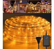 LED virves gaisma āra lietošanai, 20 m LED virves gaisma ar 8 gaismas režīmiem, ūdensizturīgas gaismas caurules, pasaku gaisma dārzam, telpām, žogiem, ballītēm, kāzu dekorēšanai, LED caurule iekštelpām ārā Dzeltens