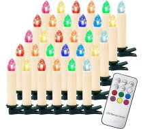 40 LED Ziemassvētku sveces RGB Krāsainas Ziemassvētku eglīšu sveces Bezvadu sveces ar tālvadības pulti Taimeris Sveču gaismas IP44 Ūdensizturīgs Dimmable Mirgojošs Ziemassvētku eglītei Ziemassvētki