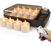 HL uzlādējamas ūdensizturīgas tējas gaismas ar uzlādes staciju, 100 stundu spilgtas magnētiskās uzlādējamās LED sveces ar tālvadības pulti, elektriskā dekorēšana mājai, Helovīnam un Ziemassvētkiem