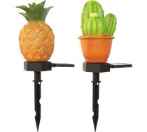 UKCOCO 2 Stück Solar Gartenstäbe Kakteen Ananas LED Außenleuchten Wetterfeste Bodeneinbaulampen für Terrasse Rasen und Gartendekoration