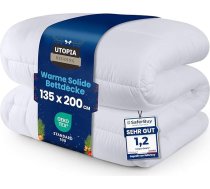 Utopia gultas piederumi Sega 135 x 200 cm, visu gadu sega, 370 GSM pildījums, elpojoša guļammaisa sega, sega, īpaši mīksta, mīļa (balta)