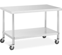 Ēdināšanas metāla galds uz riteņiem ar plauktu STAL 70 x 120 cm