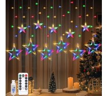 Lewondr 138 LED zvaigžņu aizkaru gaismas, karājas pasaku gaismas ar 6H taimeri un 8 režīmiem, USB un tālvadības pults string Lights Ziemassvētkiem, guļamistabai, iekštelpu dekorēšanai, krāsaina gaisma