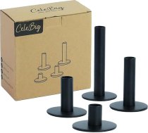 Knaiblīšu sveču turētāju komplekts 4 gab. | 4 dažādi izmēri: 4 cm, 7 cm, 10,5 cm, 16 cm | 2 cm diametra svecēm | Metāla sveču statīvs | Ideāls Ziemassvētku dekors | Dāvanu priekšmets | Melns