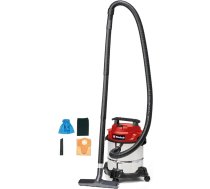 Einhell TC-VC 1812/1 S mitrais/sausais putekļsūcējs (1250 W, 180 mbar, 4 riteņi, 12 l konteiners, komplektā ietilpst savienojuma un kombinētā sprausla, putu filtrs, netīrumu savācēja maiss un filtra maiss)