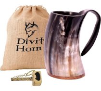 Divit autentisks vikingu rags | Arhaiskais alus krūzis | Royal Flair | Dzeriet no īsta vērša raga krūzes (Fenrir, pulēts)
