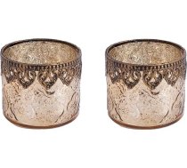 Jinfa 2 tējas lampu turētāju komplekts, zelta sveču turētājs, stikla sveces burkas, tējas gaismas glāzes, Ziemassvētku rotājumi, iekštelpu dāvanas sievietēm, cilindriska forma, diametrs 10 cm x augstums 9 cm