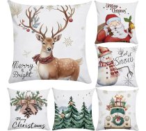 Ziemassvētku spilvenu pārvalki, 6 komplekti, Merry Christmas Decor iekštelpu krāsains Ziemassvētku spilvenu pārvalki, mīksts plīša karikatūra ziemas Ziemassvētku dizaina spilvenu pārvalki, 40 x 40 cm, paredzēti