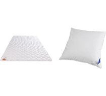 Böhmerwald dabīgā savvaļas zīda sega, piemērota alerģijai, 100% savvaļas zīds, pildījuma svars: 550 g. Izmērs: 135 x 200 cm un spilvens Comfort, 70% spalvu / 30% pūkas, pildījuma svars: 1000 g, 80 x 80 cm.