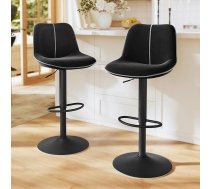 VASAGLE Bar Stools Set of 2 Bar Chairs Height Adjustable Swivel Kitchen Stools with Ergonomic Backrest Velvet for Kitchen Island Home Bar Modern Ink Black LJB188B01