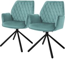 ML-Design Dining Room Chairs, Set of 2, Velvet Sage, Living Room Chairs with Arms and Backrest, Swivel Chair, Car Position, Upholstered Chair with Metal Legs, Ergonomic Swivel Chair, Kitchen Chair,
