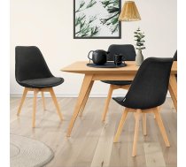 ML-Design Set of 4 Dining Room Chairs with Backrest, Black, Scandinavian Retro Upholstered Chairs with Beech Wood Legs, Linen Seat, Ergonomic Kitchen Chairs for Dining Table, Living Room Chairs