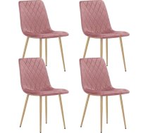 Home Collective Dining Room Chair Living Room Chair with Velour Seat with Wood-Coloured Legs Ergonomic for Living Room Office Bedroom or Dining Room Maximum Load 120 kg Pink Set of 4