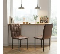 Dining Room Chairs, Set of 2, PU Leather Upholstered Office Chairs with Metal Legs, Modern Accent Chairs, Makeup Table Chair - Also Works as a Kitchen Chair and Ergonomic Armchair, Suitable for