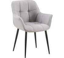 CLP Roseville Dining Room Chair, Modern Chair with Armrests and Padded Backrest, Upholstered Chair up to 150 kg Load Capacity and Ergonomic, Colour: Grey, Material: Fabric