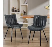 Dining Room Chairs, Set of 2, Ergonomic Upholstered Chairs with Adjustable Metal Legs, Waterproof and Scratch-Resistant Faux Leather, 136 kg Load Capacity, Kitchen Chairs for Dining Room, Kitchen