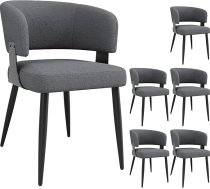 High Quality Flannel (6 Pieces) Dining Chair Dressing Chair Dressing Table Ergonomic Chair Lightweight Luxury Chair Curved Backrest Beige/Grey