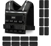 ONETWOFIT Regulējama svara veste vīriešiem 20 kg, svara veste ar rāvējslēdzēju/16 svariem, spēka treniņiem, treniņu veste skriešanai, iešanai, fitnesa zālei