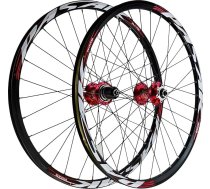 AuroraXQ MTB riteņu komplekts kalnu velosipēdam 26, 27,5 un 29 collu alumīnija sakausējuma HG rumba disku bremzes ātrās atbrīvošanas velosipēda riteņi 7–12 ātrumiem un 1,25–2,25 collu riepām (sarkans, 29 collas)