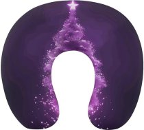 Ceļojuma spilvens ar Ziemassvētku violeto eglīti, atmiņas putas, U formas spilvens, mīksts, ērts, ceļojuma kakla spilvens, guļamspilvens, ceļojuma piederumi lidmašīnā, automašīnā, birojā
