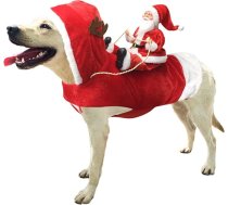 Ziemassvētku vecīša kostīms sunim, Ziemassvētku vecīša tērps mājdzīvniekiem, cosplay kostīmi, balles tērps, apģērbs sunim un kaķiem, kucēniem un maziem suņiem, sarkans