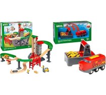 BRIO World 33887 Lielais noliktavas komplekts ar liftu – piederumi BRIO koka dzelzceļam no 3 gadu vecuma un World 33213 IR kravas lokomotīve – elektriskā lokomotīve ar tālvadības pulti – no 3 gadu vecuma