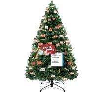 Mākslīgā Ziemassvētku eglīte Ziemassvētku rotājums 195 cm PVC materiāls ar 1000+ uzgaļiem Padzeltināti zari ar dekoratīviem lokiem un apsveikuma kartītēm Izturīgs metāla statīvs