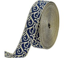 PH PandaHall 9,1 m žakarda lenta 20 mm zila žakarda izšūšanas robeža etniski austas robežas Vintage ziedu žakarda lentes karnevālam šūšanai apģērbu amatniecības somu dekoru dāvanu Ziemassvētki