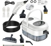 Rokas tvaika tīrītājs ar 1 L ūdens tvertni, 2500 W rokas tvaika tīrītājs ar 5 birstes galviņām, pārnēsājams tvaika tīrītājs, 15 s s sildīšanas laiks, 6 līmeņi, regulējams tvaika putekļsūcējs grīdām, virtuvei, logiem, automašīnā