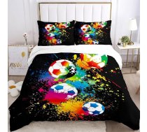 Futbols Bērnu gultasveļa 135 x 200.3D futbola motīvs Zēni pusaudži sporta segas komplekts, zils, zaļš, mīksts, ērts segas pārvalks pieaugušajiem un bērniem (D, 135 x 200 cm)