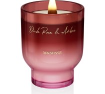 M&SENSE Scented Candle Liela tumši dzintara tumši rozā dzintara svece ar koka daktu, 470 g, 110 stundu ilgs degšanas laiks, sojas vaska aromātiskās sveces stiklā, grezna dāvana vīriešiem un sievietēm
