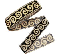 PandaHall 3,8 m žakarda lenta, 3,5 cm melna zelta izšūta mežģīņu apdare Boho austas apdares DIY šūšanas amatniecības izstrādājumu mājas dekoru kāzu dāvanu iepakojums