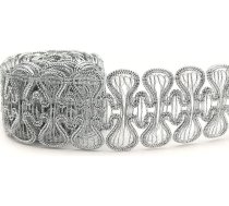 Pītas dekoratīvās lentes robežas no dekoratīvās lentes mežģīņu lentes Dekoratīvā lenta Dāvanu lentes mežģīņu apdares aukla Šūšanas aukla Šūšanas amatniecības izstrādājumu kāzu svinību aksesuāri, sudraba krāsā, 10 m