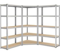 SONGMICS stūra plauktu komplekts, 5 līmeņi, augstas izturības plaukti, metāla, uzglabāšanas plaukti garāžai, noliktavai, pagraba plauktiem, līdz 2625 kg, sudraba/ dabiski bēšs, GLR070E03