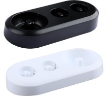 2 elektrisko zobu birstes turētājs, kas saderīgs ar zobu birsti un 2 zobu birstes galviņām, plastmasas zobu birstes turētājs elektrisko zobu birstei Oral B, balts+melns