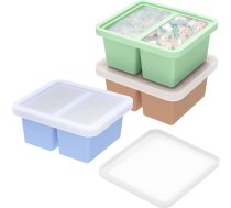 3 silikona saldētavas veidņu komplekts zupai ar vāku 2 režģi zupas saldēšanas trauku viegla izņemšana uzglabāšanai buljona mērcēm saldējumam (3 gab.)