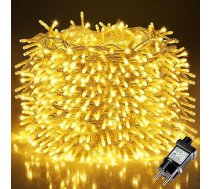LEDYA Ziemassvētku pasaku gaismas, 20 m, 200 LED pasaku gaismas, jauda, silti balta ar 8 režīmiem un atmiņas funkciju, ūdensizturīgas, IP44, balkona, dārza, margu, iekštelpu un āra dekorēšanai