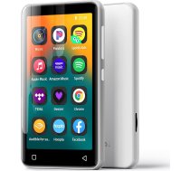 MP3 atskaņotājs ar Bluetooth un WiFi, 4 collu pilns skārienjūtīgais ekrāns, MP4 MP3 atskaņotājs ar Spotify, Android straumēšanas mūzikas atskaņotājs, pārnēsājams HiFi skaņu atskaņotājs ar skaļruni, sudraba-balts