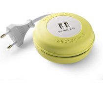 Famatel Roller | Roll Up ar 2 USB | 2 metri | Silikons | Ļoti elastīgs un izturīgs | Dzeltens