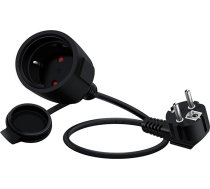 Schuko pagarinātājs īss 90 grādu aizsargkontaktu pagarinātājs 16 A / 250 V īss kabelis 2 AC ar IP44 kontaktligzdu izmantošanai ārpus telpām vai telpās, mājās, birojā (melns, 1 m)