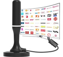 DVBT2 antena, DVB-T2 iekštelpu antena televīzijai - 400+ km diapazons, 360° uztveršana visapkārt, atbalsta 4K/1080P digitālos kanālus, ar spēcīgu magnētisko pamatni