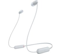 Sony kabeliskie WI-C100 In-Ear-Kopfhörer (līdz 25 stundām ilgs darbības laiks, optimizēts sarunvalodai, integrēts mikrofons telefonam, Bluetooth), balts, mazs