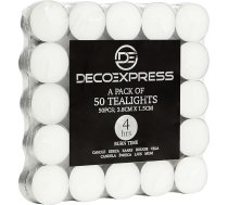 DECO EXPRESS tējas lampiņas, 24, 25, 50, 100 vai 200 tējas lampiņas, ilgs degšanas laiks 4, 8 vai 10 stundas (baltas, 50/4 stundas)