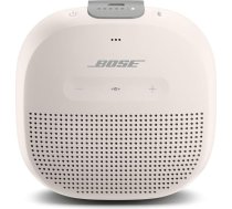 Bose SoundLink Micro Bluetooth skaļrunis: Mazs pārnēsājams ūdensnecaurlaidīgs skaļrunis ar mikrofonu, balts.