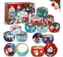 Ziemassvētku aromātisko sveču dāvanu komplekts sievietēm, 12 sveces, 70 g, dabīgā sojas vaska aromterapijas sveces, dāvanas dzimšanas dienā, Ziemassvētkos, dāvanas viņai
