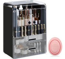 Make Up Organizators Kosmētikas uzglabāšanas skapis ar vāku atvilktnēm Putekļizturīgs kosmētikas kosmētikas grima organizators Skaistumkopšanas kaste Augsta liela ietilpība guļamistabai Vannas istaba Tualetes galds Melns 1