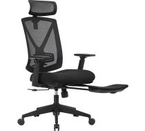 Songmics OBN61BKV1 Ergonomisks biroja krēsls ar kāju balstu, rakstāmgalda krēsls ar jostas balstu, regulējamu galvas balstu un roku balstu, augstuma regulēšanas un šūpoļu funkciju, maksimālā slodze 150 kg, melns