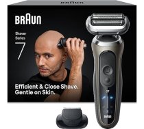 Braun Series 7 skūšanās skuveklis vīriešiem ar elektrisko skuvekli mitrai un sausai skūšanai, skūšanās skuveklis ar 60 minūšu akumulatora darbības laiku, ūdensizturīgs, zelta krāsā